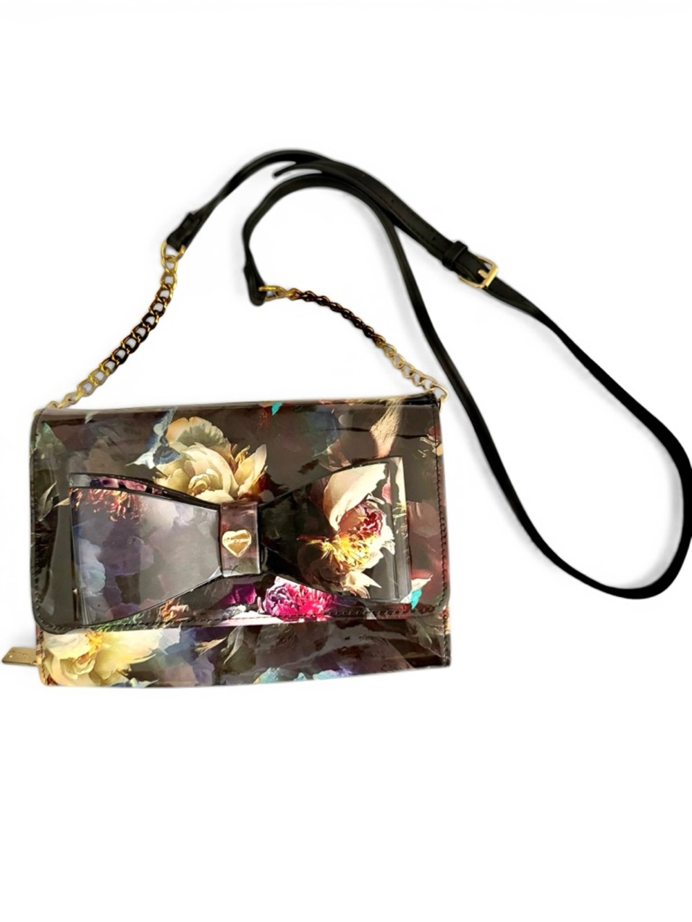 Betsey Johnson XODANI Floral Bow Crossbody Wallet Clutch Multicolor Like New